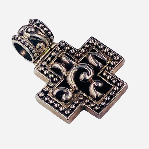 Vintage Barse Sterling Scrolled Cross Slide Pendant - Picture 4 of 4